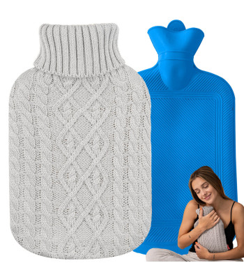 Gumijas termofors ar džemperveida pārvalku, pelēks, 2 l, 34cm x 19cm