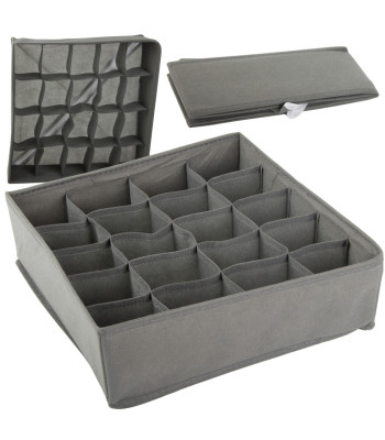 Atvilktņu organizators apakšveļai un zeķēm, pelēks, 20 nodalījumi, 30 × 30 × 10 cm