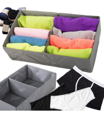 Atvilktņu organizators apakšveļai, zeķēm un apģērbam ar 2 nodalījumiem, pelēks 20x34x10 cm
