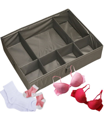 Apakšveļas un zeķu organizators ar 7 nodalījumiem, pelēks, 44x34x11 cm