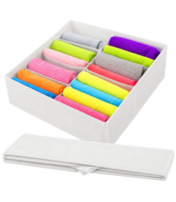 Organizators atvilktnei, skapim un garderobei apakšveļai un apģērbam, balts, 8 nodalījumi, 32 × 32 × 10 cm