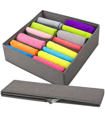 Tekstila organizators veļai un apģērbam, pelēks, 8 nodalījumi, 32 × 32 × 10 cm