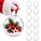 Atveramas caurspīdīgas plastmasas Ziemassvētku bumbiņas eglītei, nesaplīstošas, 12 gab., 8cm