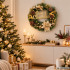 Ziemassvētku dekoratīvais vainags zelta krāsā Merry Christmas 40cm