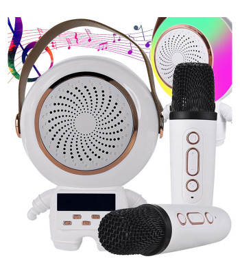 Bezvadu pārnēsājams karaoke komplekts ar Bluetooth skaļruni un 2 mikrofoniem