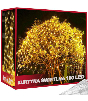 LED gaismas tīkls svētku dekorēšanai, silti balts, 100 LED, 1 × 2 m