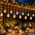 Ziemassvētku LED gaismas aizkars ar 12 caurspīdīgām bumbām, silti balta gaisma, IP44, 138 LED, 460cm