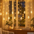 Ziemassvētku LED gaismas aizkars ar 12 caurspīdīgām bumbām, silti balta gaisma, IP44, 138 LED, 460cm