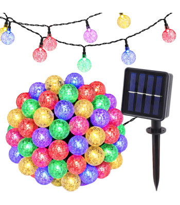 Daudzkrāsaina dārza saules LED lampiņu virtene ar automātisku ieslēgšanos, 40 LED, 700 cm