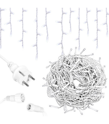 LED gaismas aizkars ar lāstekām, lietošanai ārā, auksti balts, 500 LED, 20 m