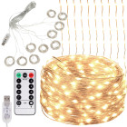 LED gaismas aizkars ar silti baltu gaismu, USB un tālvadības pulti, 300 LED, 3 m