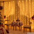 LED gaismas aizkars ar silti baltu gaismu, USB un tālvadības pulti, 300 LED, 3 m