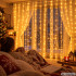 LED gaismas aizkars ar silti baltu gaismu, USB un tālvadības pulti, 300 LED, 3 m