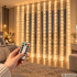 LED gaismas aizkars ar silti baltu gaismu, USB un tālvadības pulti, 300 LED, 3 m