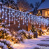 LED gaismas aizkars ar lāsteku efektu, 300 LED, auksti balta gaisma, 10 m