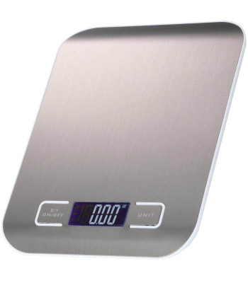 Elektroniskie virtuves svari ar LCD displeju, tērauda, 5 kg/1 g
