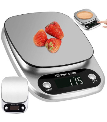 Elektroniskie virtuves svari ar LCD displeju, sudraba krāsā, 3 kg, 0,1 g
