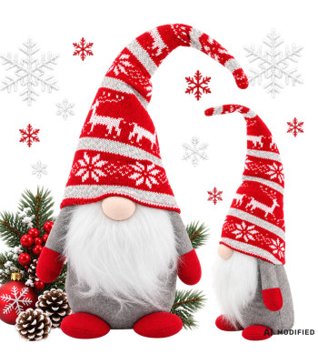 Pelēks Ziemassvētku rūķis ar bārdu, mīksts, 48 cm