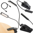 USB uzlādējama lasīšanas lampa ar klipsi, melna, 9 LED