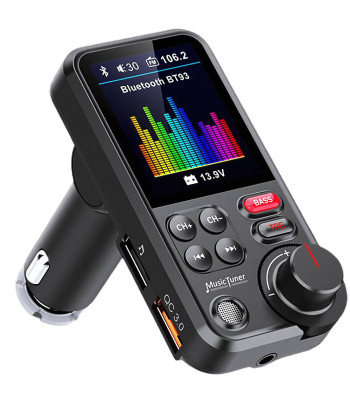 Bluetooth 5.0 FM raidītājs ar brīvroku sistēmu, USB QC 3.0, TF, BASS un LCD, 12–24 V