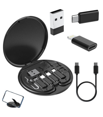 Adapteru komplekts ar SIM kartes izņemšanas adatiņu un maciņu, USB-C, micro USB, USB-A un Lightning, 5-in-1