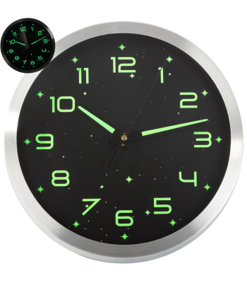 Fluorescējošs sienas pulkstenis ar zvaigznītēm, kluss, 30cm