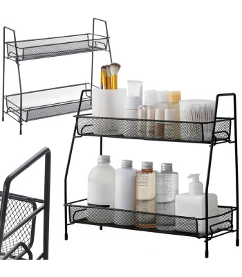 Divu līmeņu virtuves plaukts-organizators garšvielām, loft stilā, melns, 31 × 32,5 × 17 cm