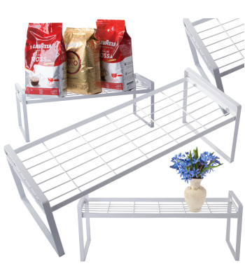 Vienlīmeņa metāla plaukts-organizators virtuvei, balts, 51,5 × 21 × 18,5 cm