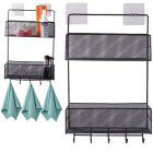 Piekarināms metāla plaukts-organizators virtuvei un vannasistabai, melns, 42 × 26 × 13 cm
