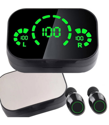 Bezvadu ieliekamās Bluetooth austiņas ar uzlādes futrāli, LED displeju un mikrofonu, YD03