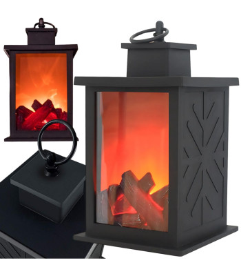 Dekoratīva LED laterna ar kustīgas liesmas efektu, darbojas ar baterijām, 22cm x 14cm x 14cm