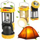 Saules kempinga LED lampa ar pakarināšanas rokturi, 5 apgaismojuma režīmi
