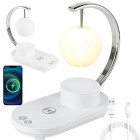 Mēness formas naktslampa ar RGB apgaismojumu, 10 W bezvadu lādētāju, LED un Bluetooth skaļruni, 28 cm x 25 cm x 13 cm