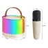 Karaoke komplekts ar 2 bezvadu mikrofoniem, pārnēsājamu Bluetooth skaļruni un RGB LED apgaismojumu, K52