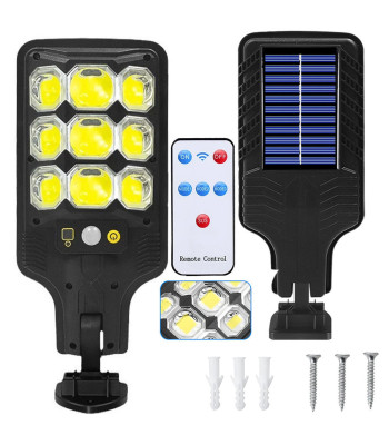 Āra saules COB LED ielu lampa ar kustības un krēslas sensoru un tālvadības pulti, HS-8037-B, 22,5cm x 9,5cm