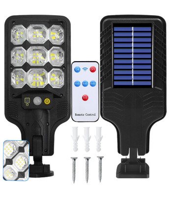 Āra saules LED ielu lampa ar kustības un krēslas sensoru un tālvadības pulti, HS-8037-A