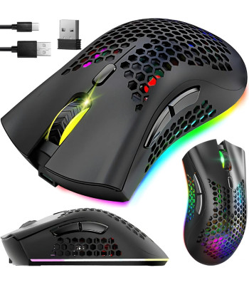 Bezvadu spēļu pele ar optisko sensoru un RGB apgaismojumu, 2,4 GHz
