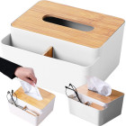 Salvešu turētājs ar bambusa vāku un sānu organizatoru, 19 × 15,5 × 9,5 cm