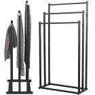 Brīvi stāvošs metāla dvieļu statīvs vannas istabai, lofta stilā, melns, 66/76/86 cm