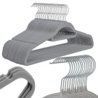 Pelēki samta pakaramie apģērbiem ar pretslīdes pārklājumu, 20 gab.