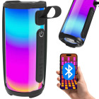 Pārnēsājams Bluetooth boombox skaļrunis ar RGB apgaismojumu, FM radio, USB un AUX, 18cm x 8,5cm x 8,5cm