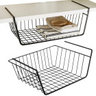 Plauktam piekarināms metāla grozs-organizators, melns, 31,5 × 24,5 × 14 cm