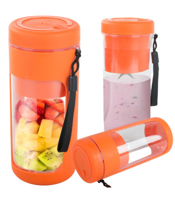 Pārnēsājams bezvadu USB smūtiju blenderis ar ledus smalcinātāju un siksniņu, oranžs, 450 ml