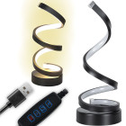 Spirālveida LED galda lampa ar USB, 3 gaismas krāsām un regulējamu spilgtumu, 10cm x 25cm