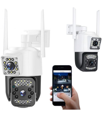 Āra Wi-Fi novērošanas kamera ar diviem 6 MP objektīviem, grozāma, IP66