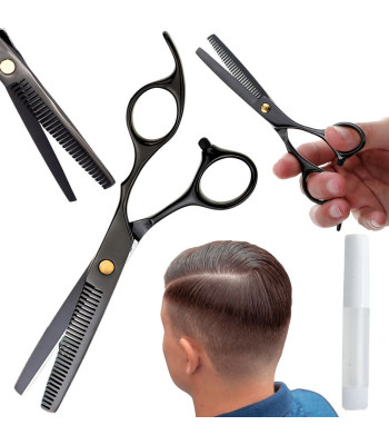 Profesionālās frizieru retināšanas šķēres, melnas, 17 cm