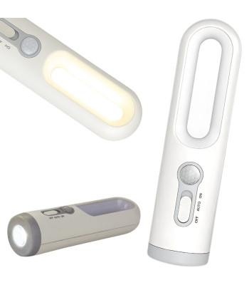 LED naktslampiņa ar kustības sensoru un lukturīša funkciju, uzlādējama ar USB, 17 cm x 4,5 cm
