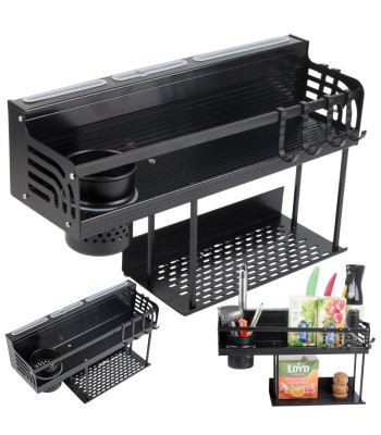 Metāla sienas plaukts – virtuves organizators piederumiem, 39cm × 24cm × 12cm