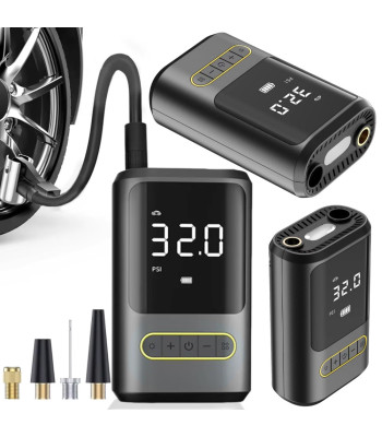 Elektriskais kompresors velosipēdam un automašīnai ar LED lukturīti un LCD displeju, 10 bar