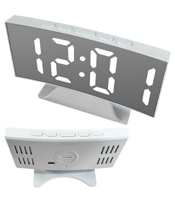 Digitālais LED pulkstenis ar modinātāju, termometru un spoguļa displeju, 14,5cm x 9cm x 1,5cm